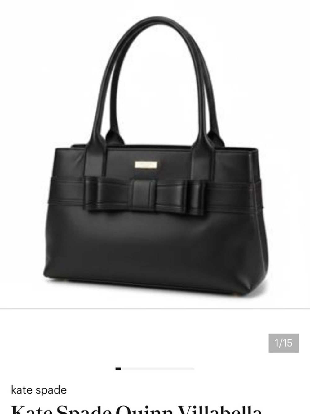 kate spade Black Leather Shoulder Bag with Bow Accent